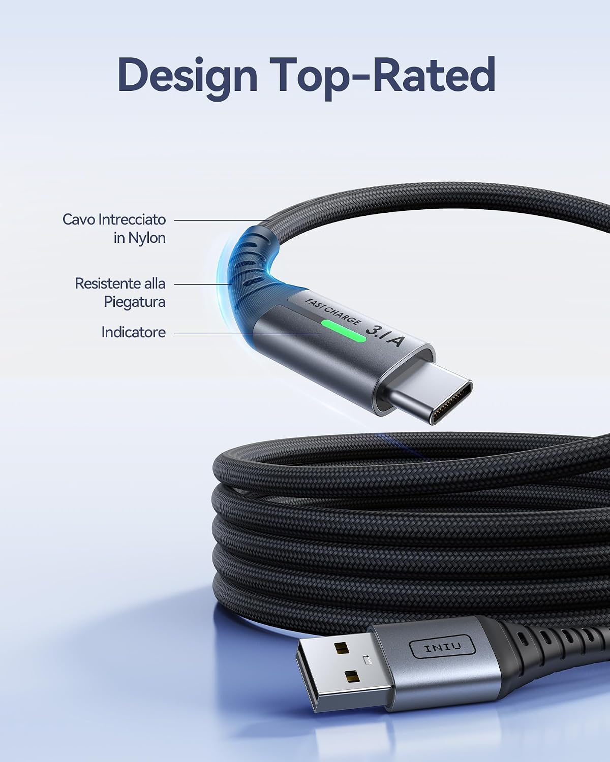 Detalle 2 de INIU Cavo USB Type-C 3,1A 3 pezzi