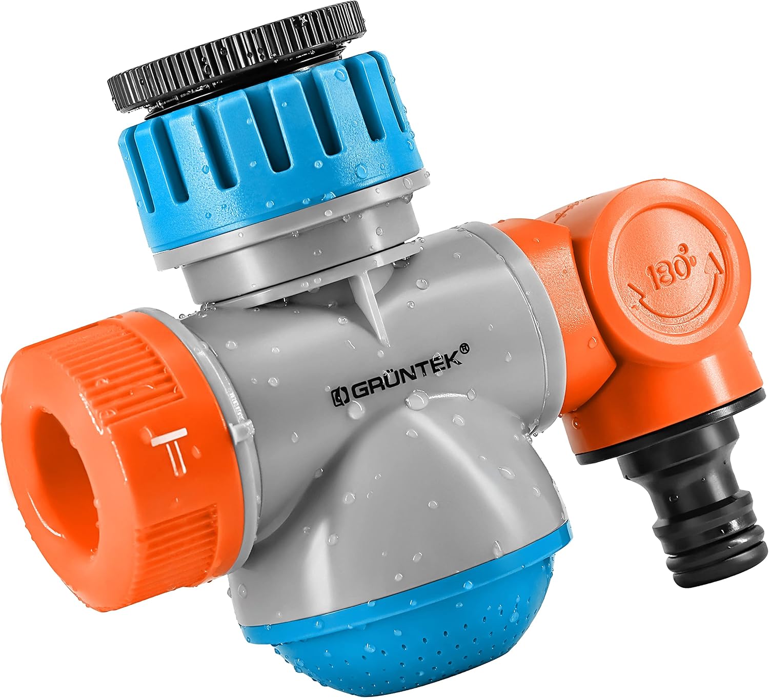 GRÜNTEK Adaptateur Robinet/Raccord Tuyeux Arrosage avec 2 Jets orientables à 180°