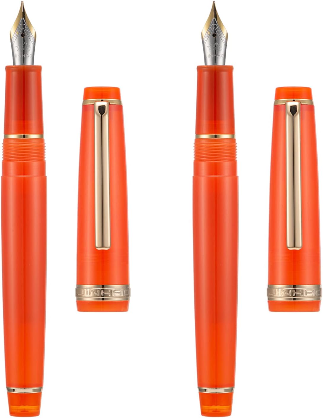 Thumbnail 5 de Jinhao 82 Harz Füllfederhalter Set – 2 Stück mit Konverter, Transparent Gelb, Iridium Extra Fein & Fein Spitze