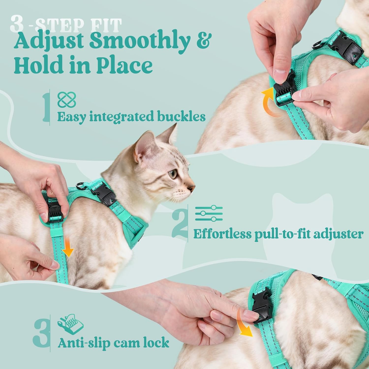 Thumbnail 4 de Rabbitgoo Cat Harness and Lead Set (M) – Escape-Proof, Reflective, Adjustable for Medium-Large Cats