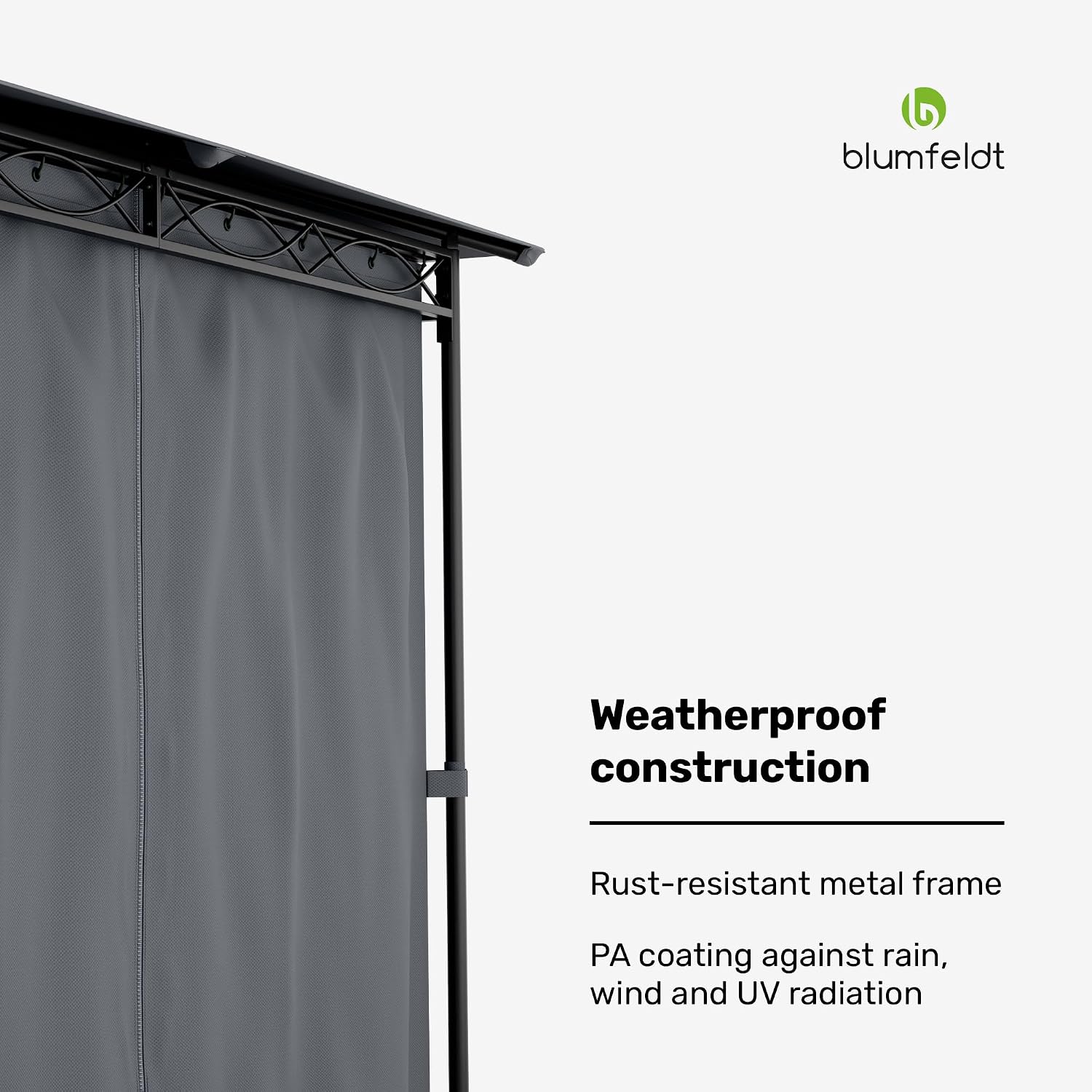 Detalle 2 de blumfeldt Mondo Garden Gazebo, 4 Side Panels and EasyMount Frame