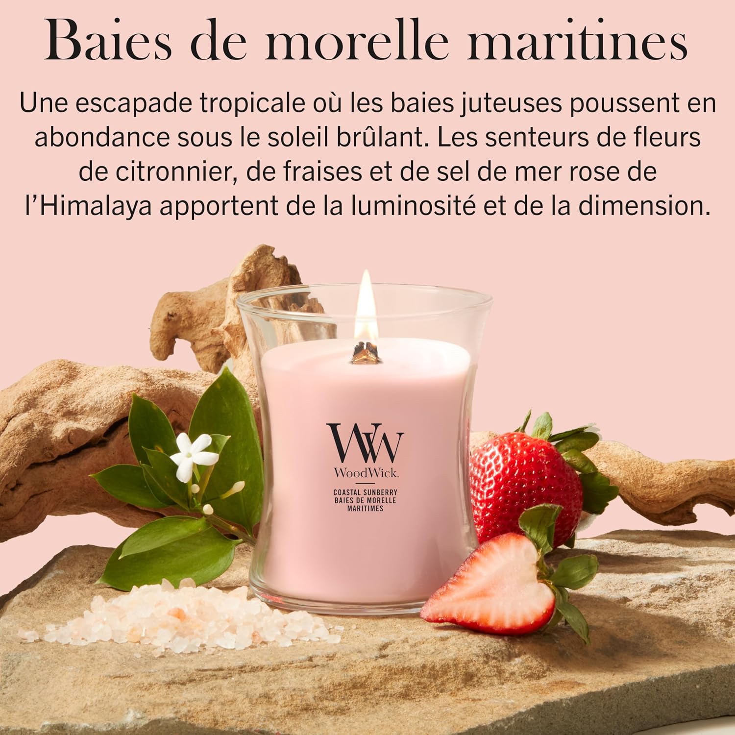 Detalle 2 de WoodWick Bougie Moyenne Baie Soleil Côtier — un cadeau élégant pour femmes