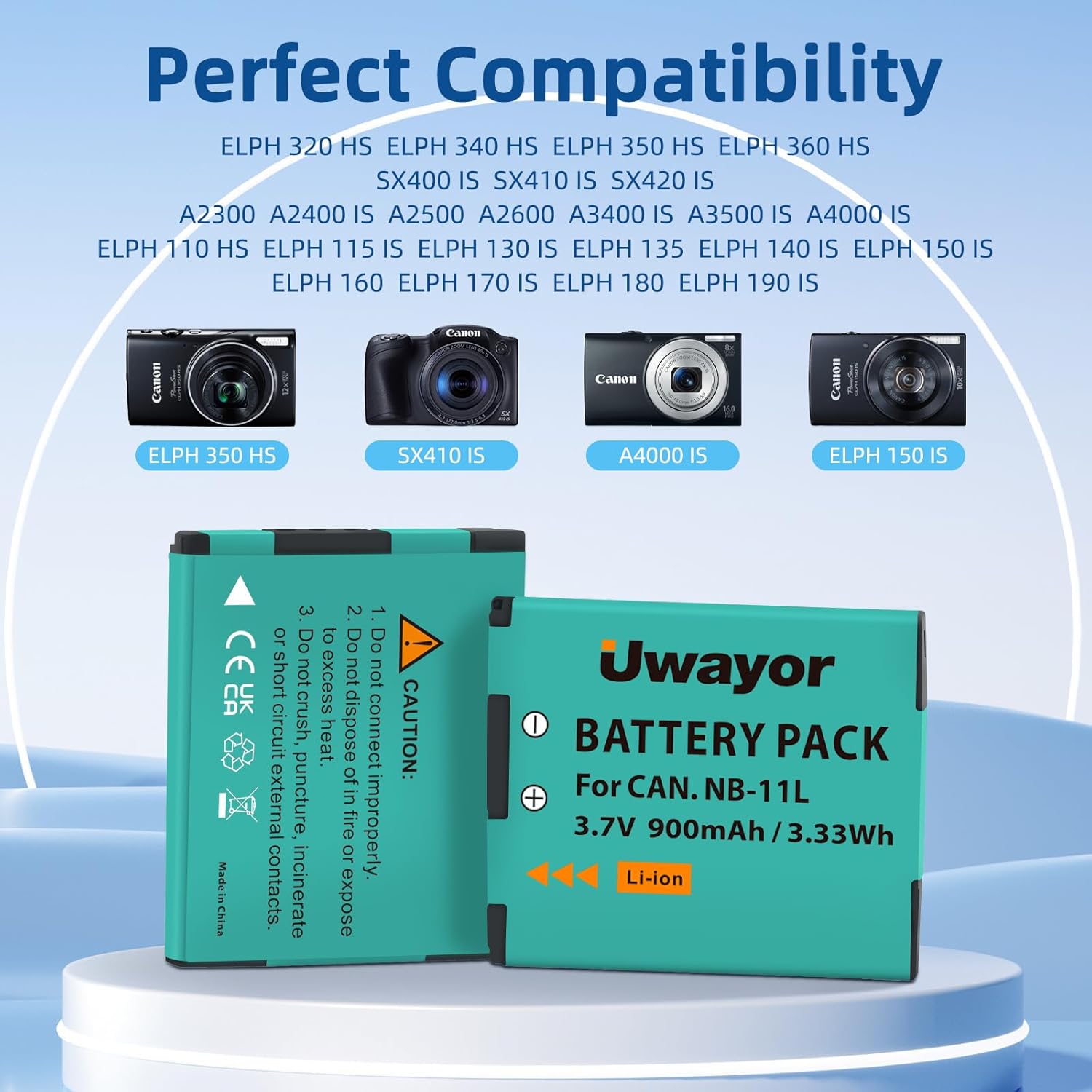 Detalle 2 de Uwayor NB-11L/NB-11LH Akku und Ladegerät für Canon Elph SX- und IXUS-Modelle