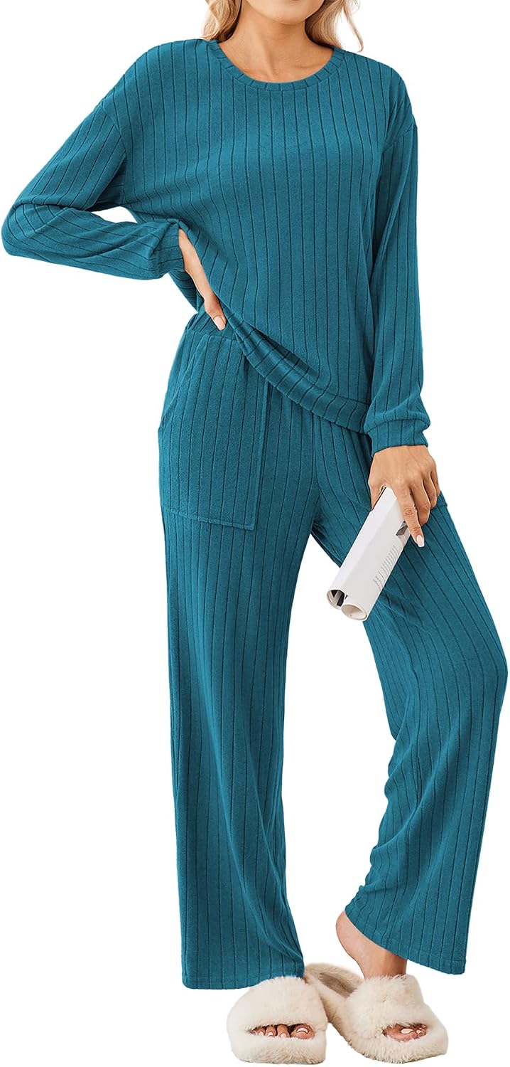 Detalle de Ekouaer Ribbed Knit Pajama Set
