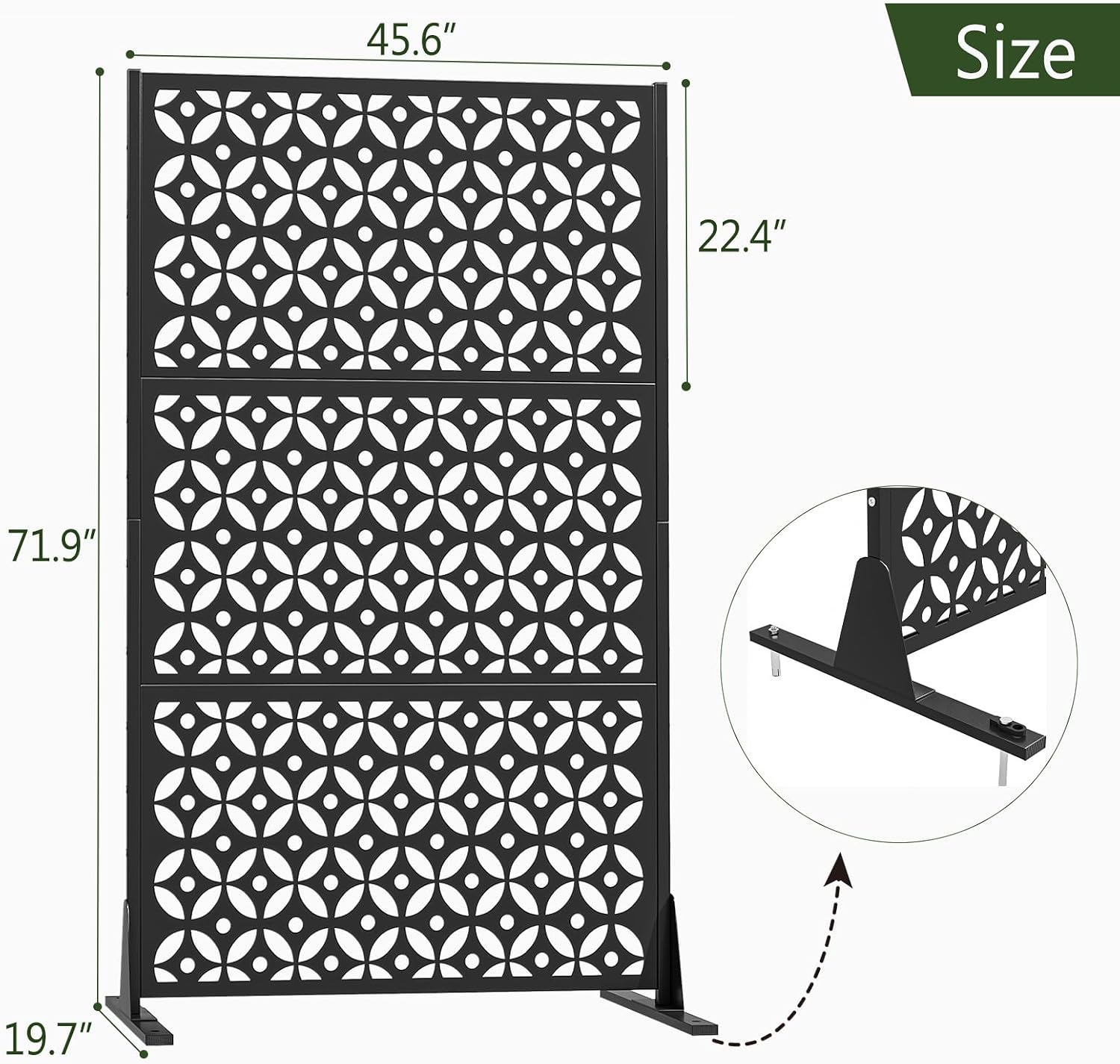 Detalle 2 de GDNVBRDS Cross-1 Outdoor Privacy Screen, Black Cross Metal, 3-Panel