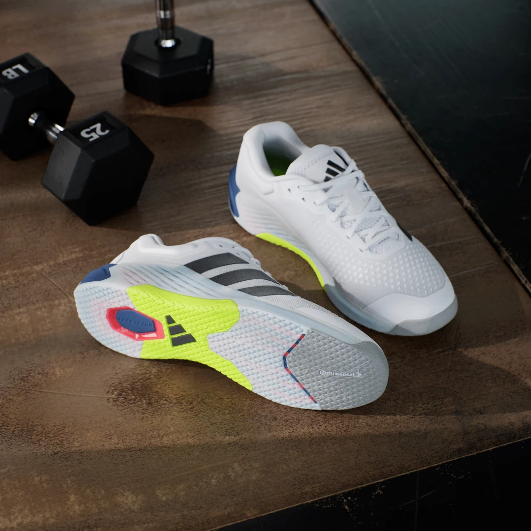 Detalle de Adidas Dropset 4: ficha completa de la zapatilla de training en blanco