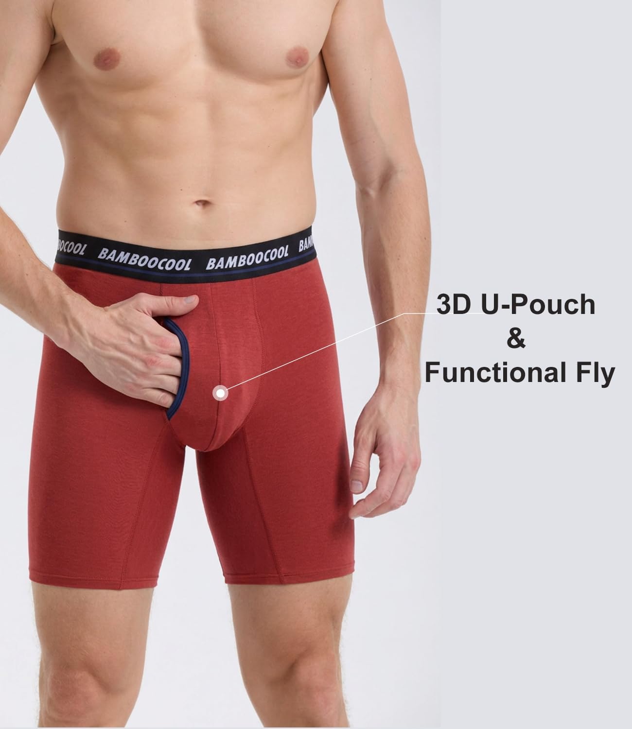 Detalle 2 de BAMBOO COOL Men's Long Boxer Briefs Performance Long Leg Underwear (MultiPack)