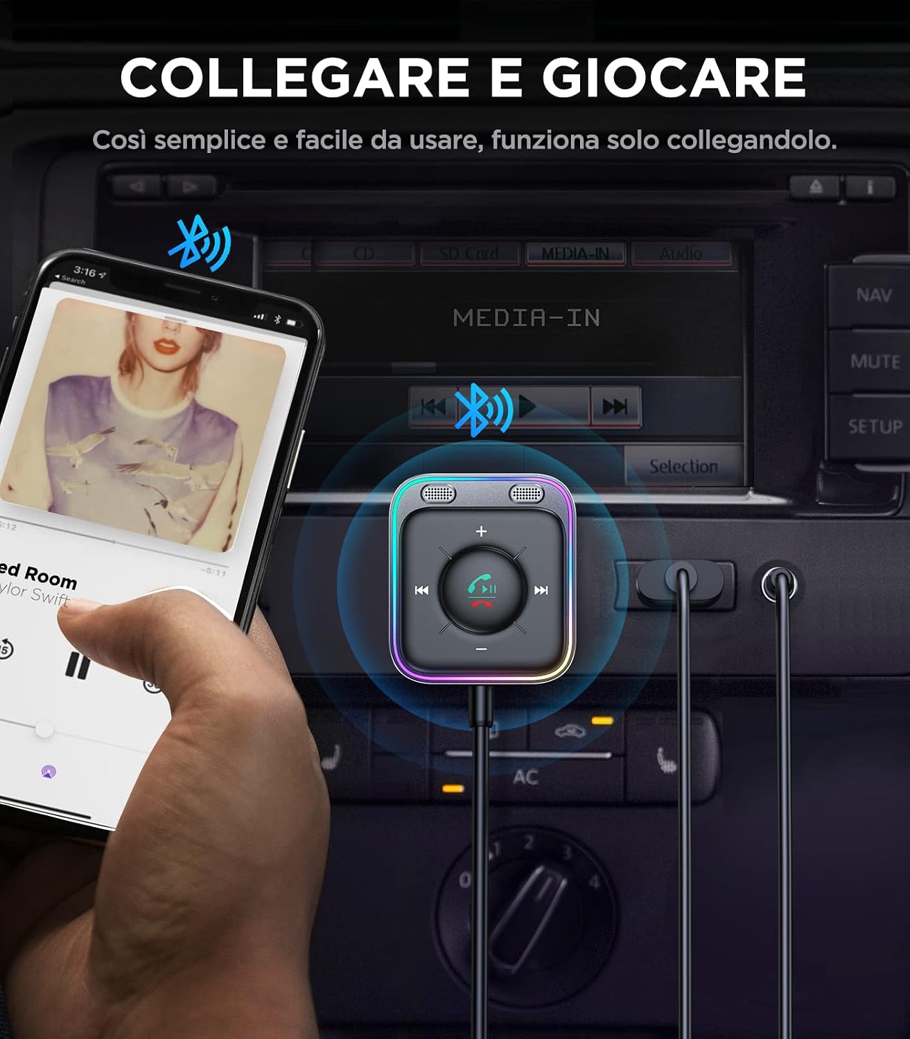Thumbnail 2 de 2026 JOYROOM Aux Auto Bluetooth 5.4 con Jack 3,5 mm e cavo lungo per musica e vivavoce