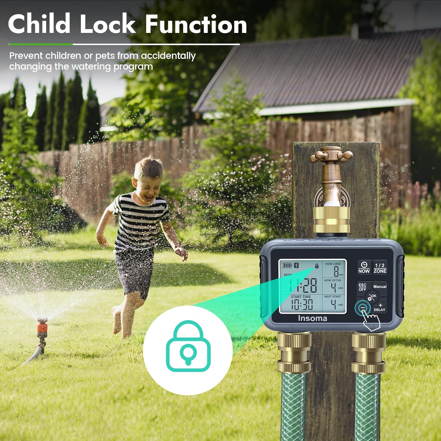 Thumbnail 5 de Insoma Water Timer with Brass Inlet & Outlet – 2 Independent Zones for Outdoor Hose