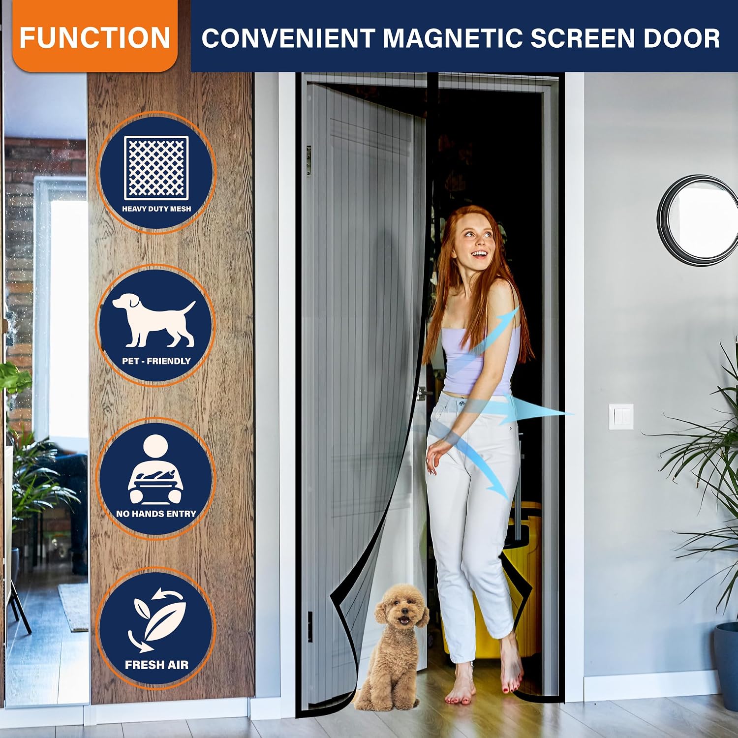 Thumbnail 5 de Mdavo Magnetic Screen Door, 38 x 82 Inch