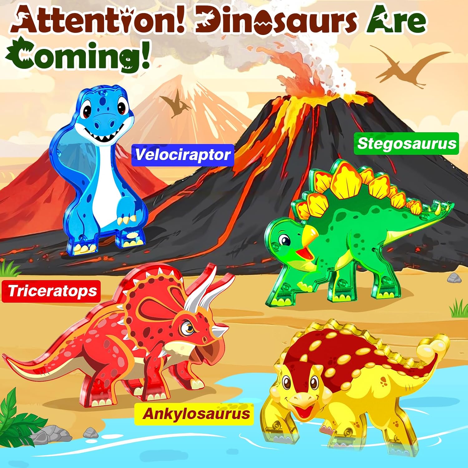 Thumbnail 1 de DINO-LAVA World Magnetic Tiles 48PCS