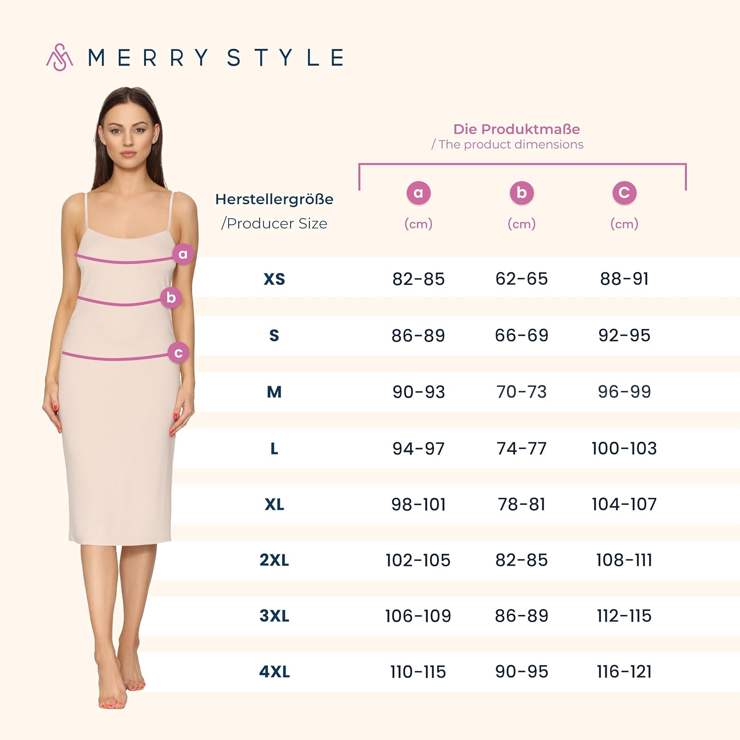 Detalle de Merry Style MS10-402 – długa halka damska z wiskozy z regulowanymi ramiączkami