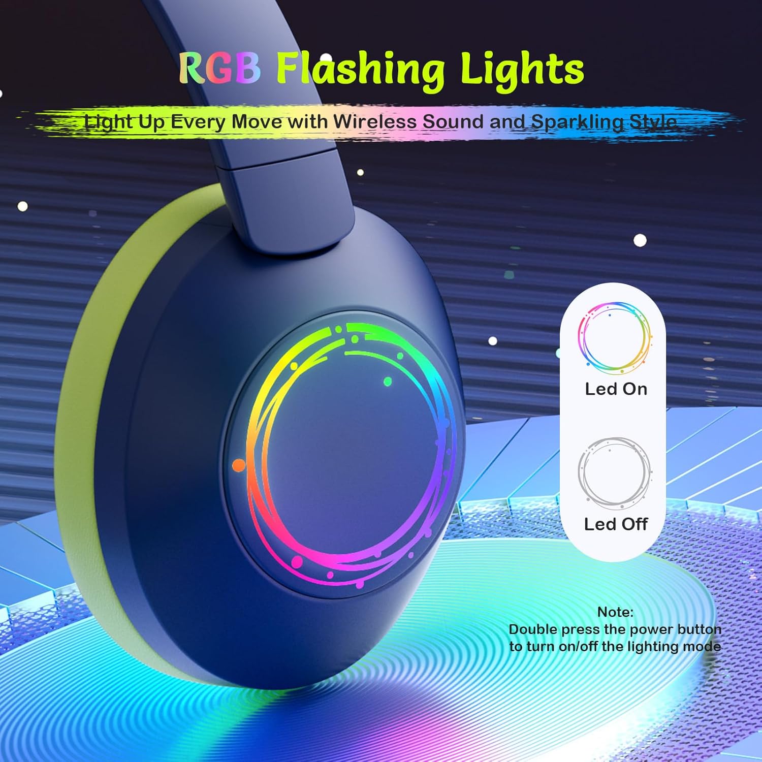Thumbnail 1 de TONOSHARK Noise Cancelling Headphones for Kids (Blue) – RGB Lights, 60H Playtime, Bluetooth 5.4
