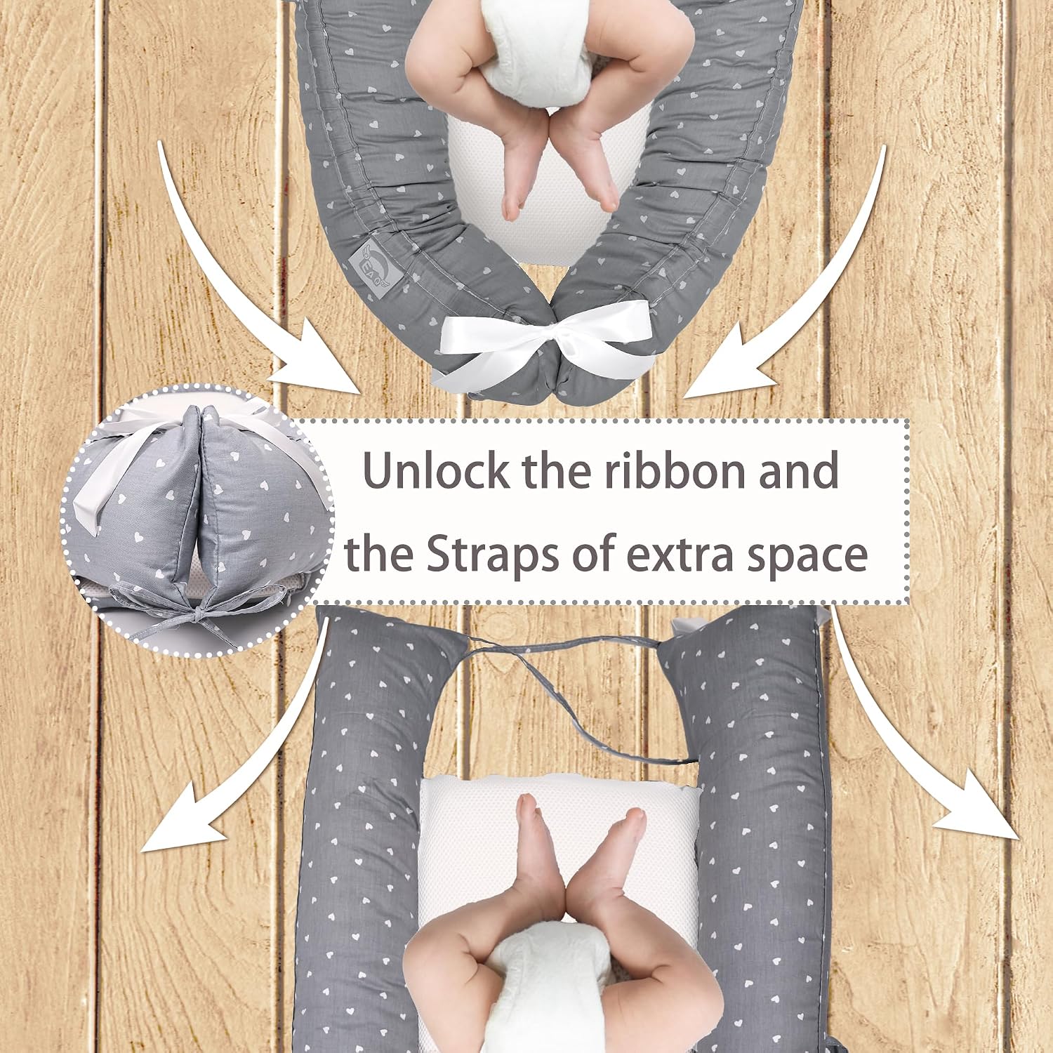 Detalle de EAQ Baby Nest Pod for Newborn – 100% Cotton Sleep Pod for 0–12 Months