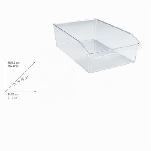 Detalle de WENKO Kühlschrank-Organizer L – Transparente Aufbewahrungsbox aus PET, 20 x 9,5 x 31 cm