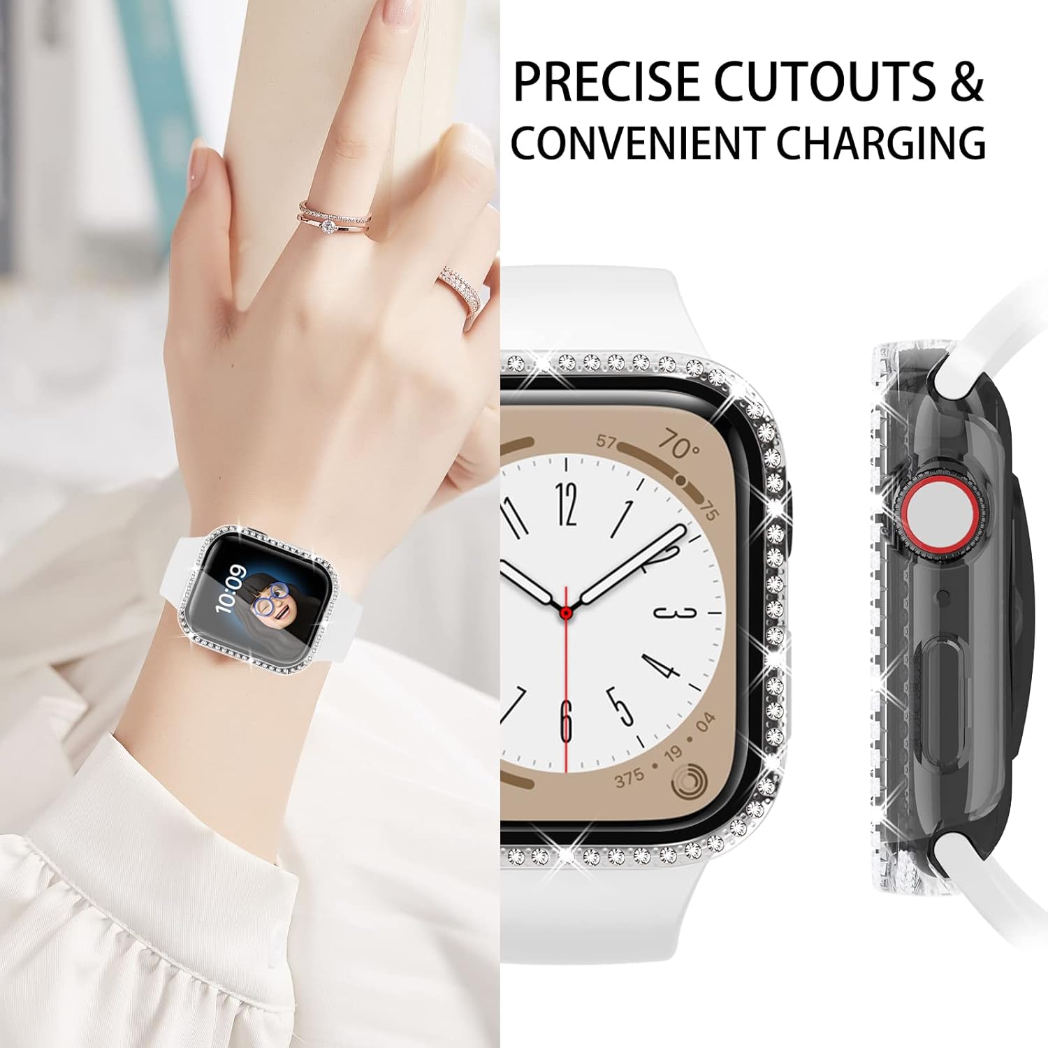 Thumbnail 3 de 4-Pack Bling Diamond Case for Apple Watch SE (40mm) / Series 6–4 (40mm) with Tempered Glass Screen Protector