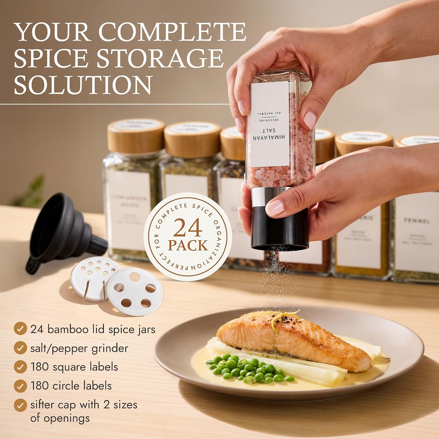 Detalle 2 de Livabl Glass Spice Jars 120ml — 24 pack 🧂