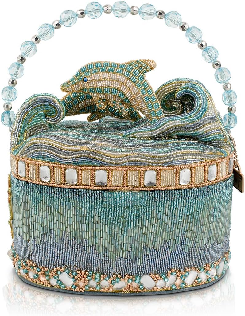 Detalle 1 de Mary Frances Beaded Top-Handle Bag in Blue