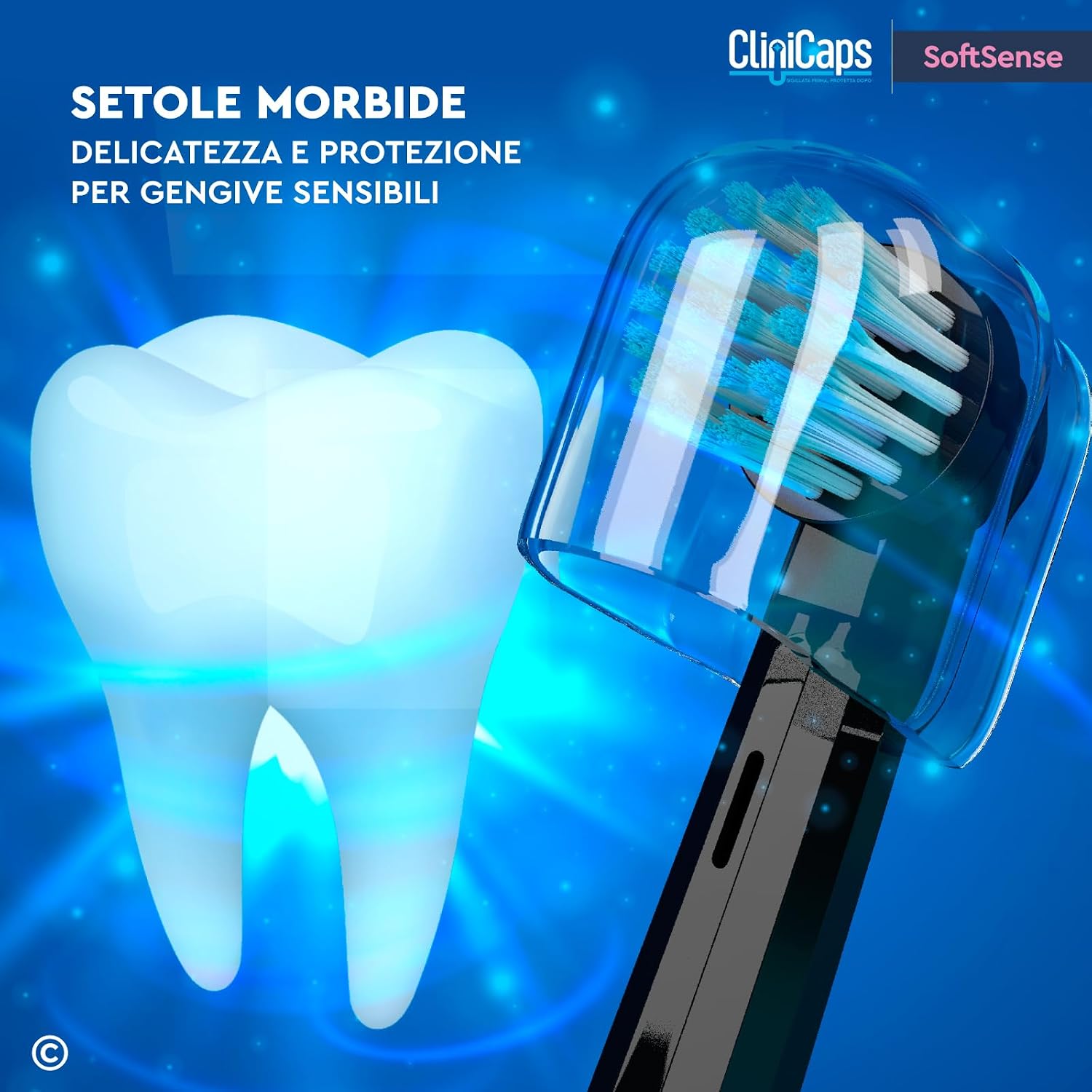 Thumbnail 3 de CliniCaps SoftSense: 4 testine morbide per spazzolino elettrico compatibile Oral-B, nere