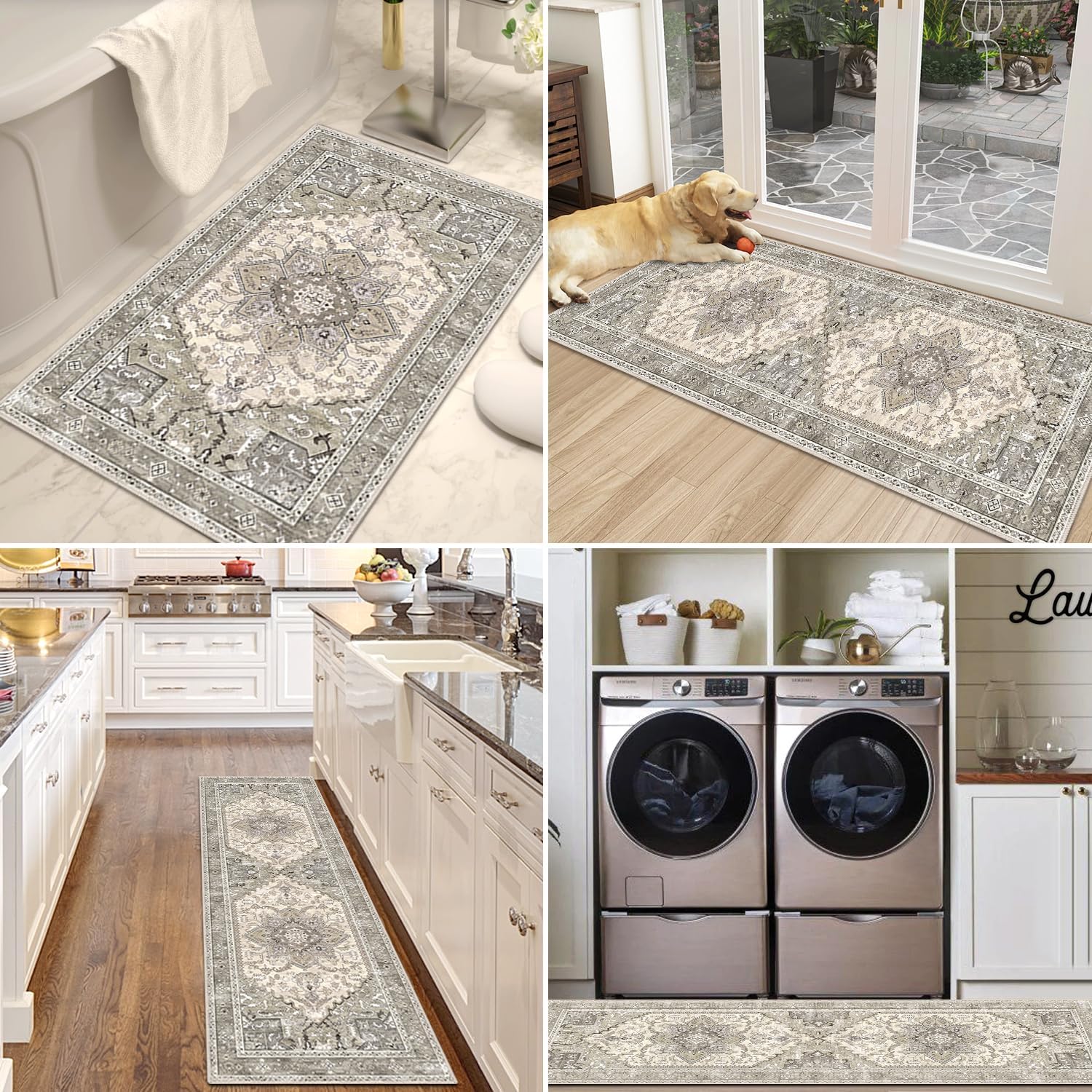 Thumbnail 5 de Yamaziot Boho Washable Kitchen Rugs Set of 3 (Non-Slip, Rubber Backing, Waterproof & Stain Resistant)