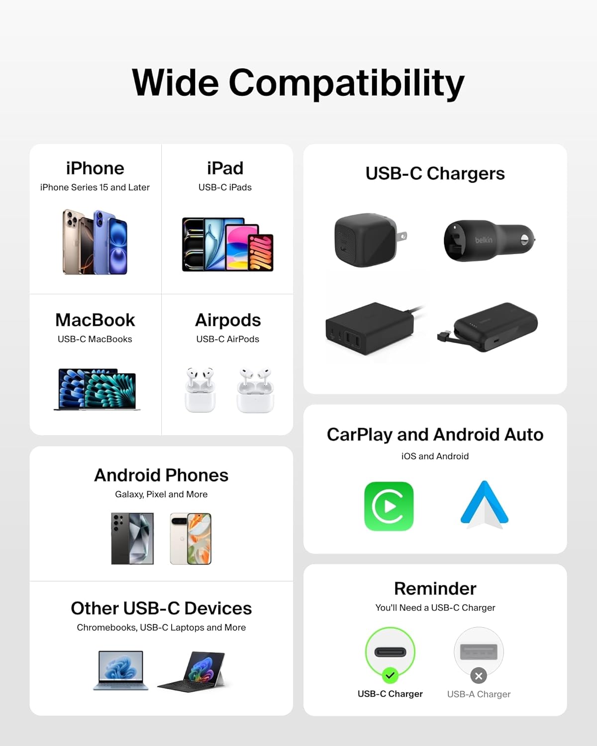 Thumbnail 4 de Belkin USB C to USB C Cable 6.6ft, 60W