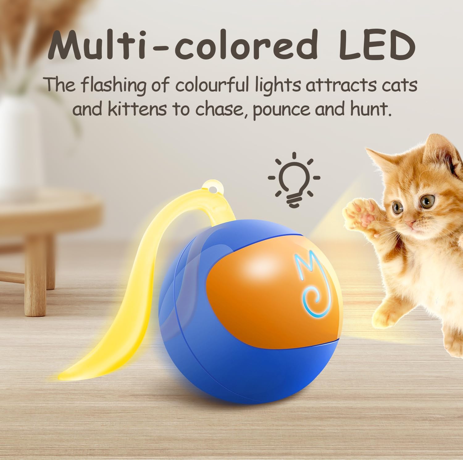 Detalle de Migipaws Interactive Cat Ball Toy Set: Fun Tracker with Automatic Rolling Chase