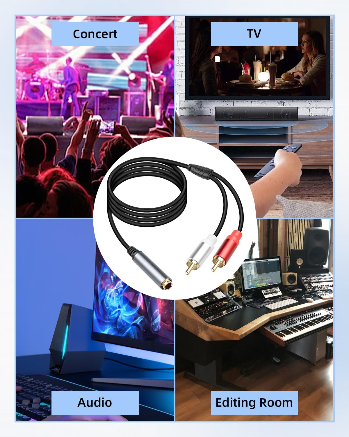 Thumbnail 5 de RIIEYOCA 6.35mm to dual RCA audio cable 1.8m