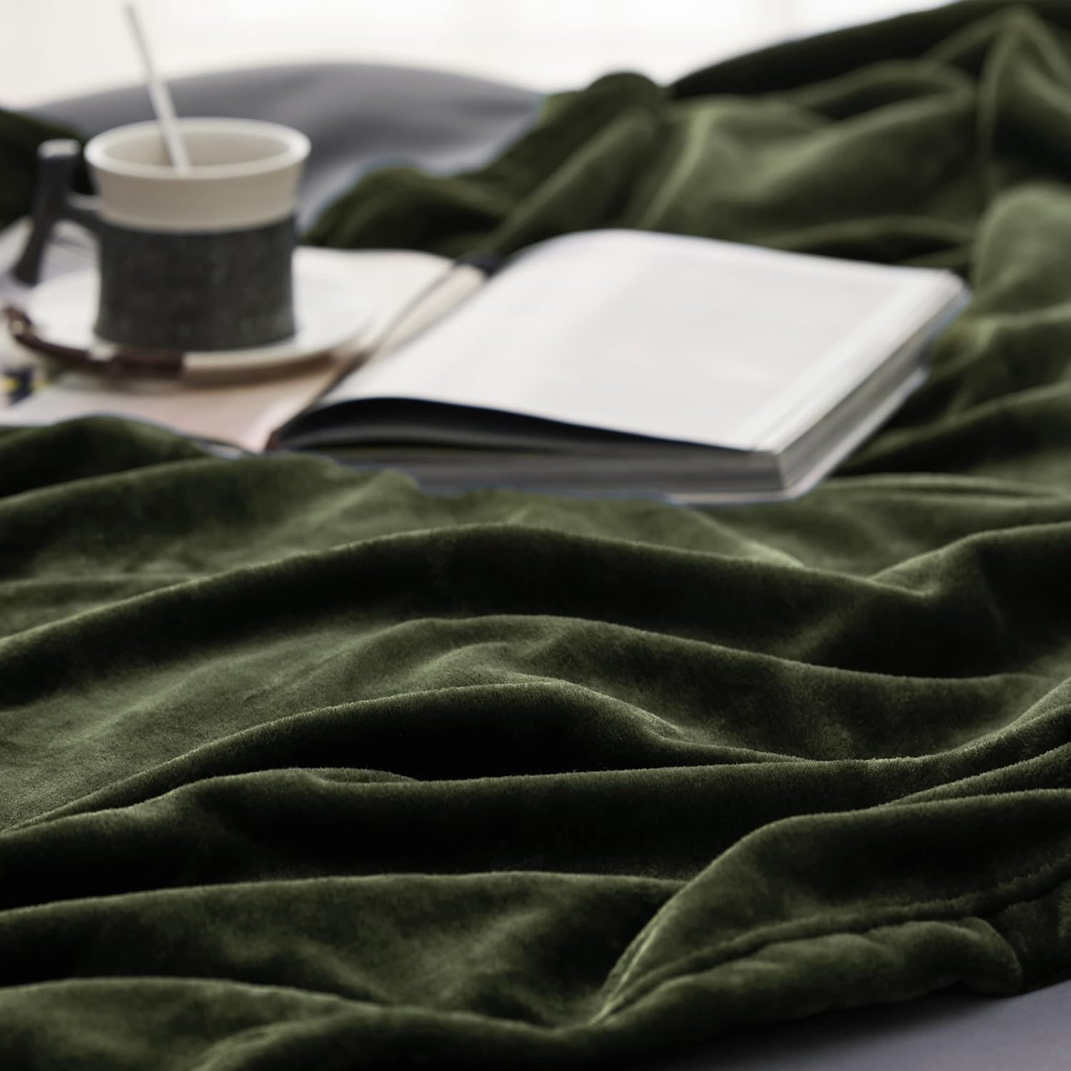 Thumbnail 3 de BEDSURE Kuscheldecke Flauschig Decke 220x240cm – Olivgrün, weiche Mikrofasedecke für Sofa & Bett