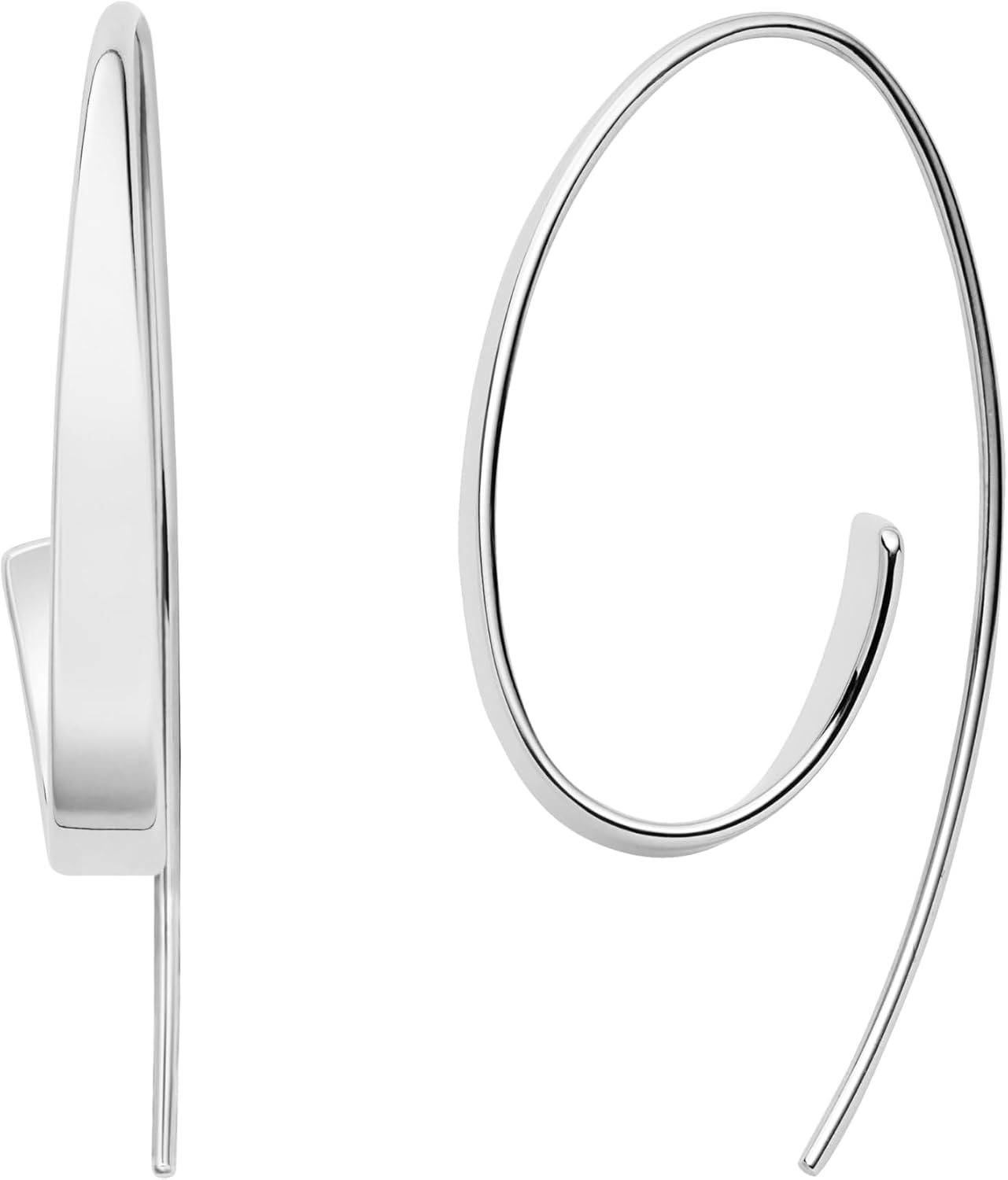 Detalle de Skagen Damen Ohrringe Silberfarbener Edelstahl mit Hakenverschluss – 39 mm Tragelänge