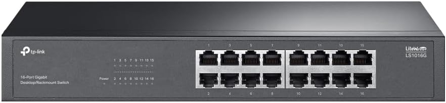 Detalle de TP-Link LS1016G 16ポートギガビットスイッチングハブ 金属筐体・ファンレス・ラックマウント対応