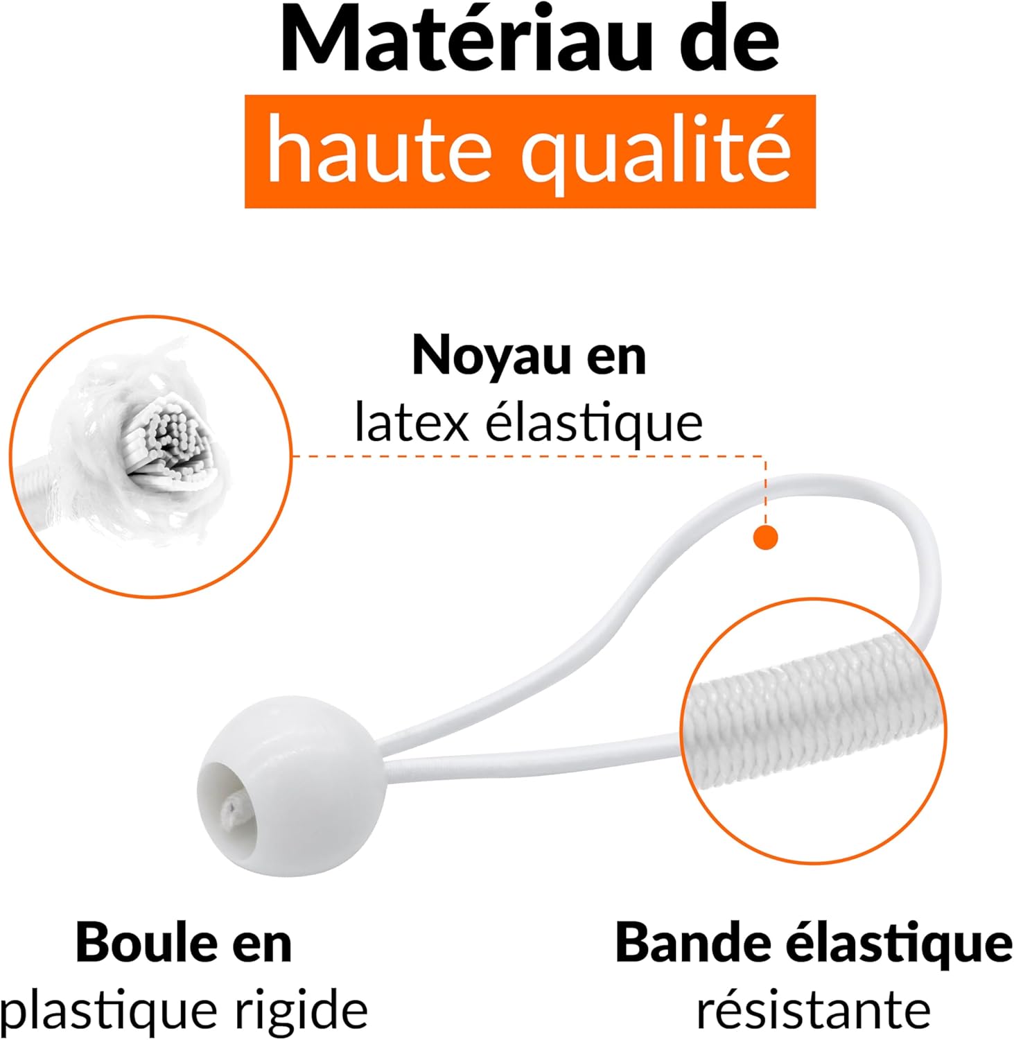 Detalle 2 de 25 Tendeurs élastique avec boule 25 pièces