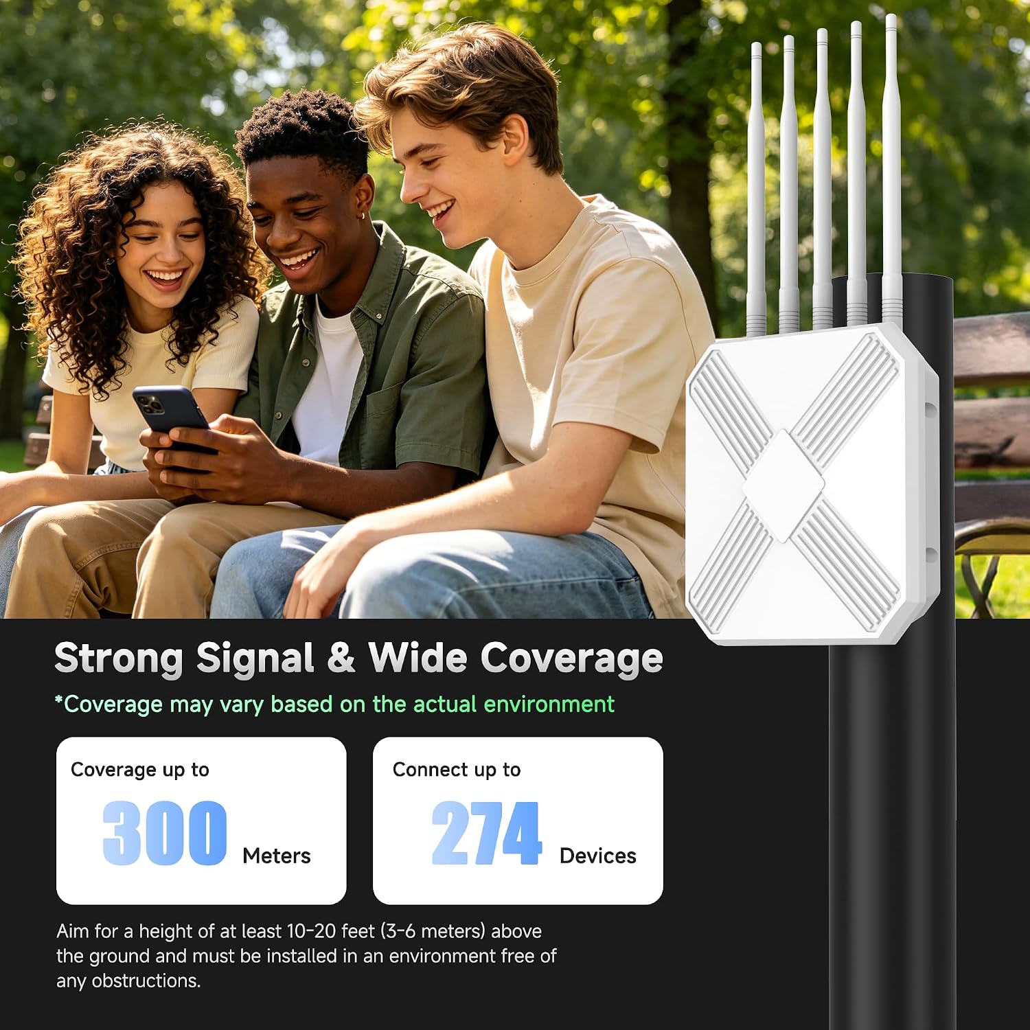 Detalle de Mekupc AX3000 Outdoor WiFi 6 Extender: Long-Range Outdoor AP for Commercial Use