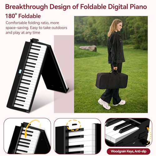 Detalle 2 de TERENCE 88 Tasten-Halbgewichtet Keyboard Piano mit faltbarem Design und 10W Lautsprechern