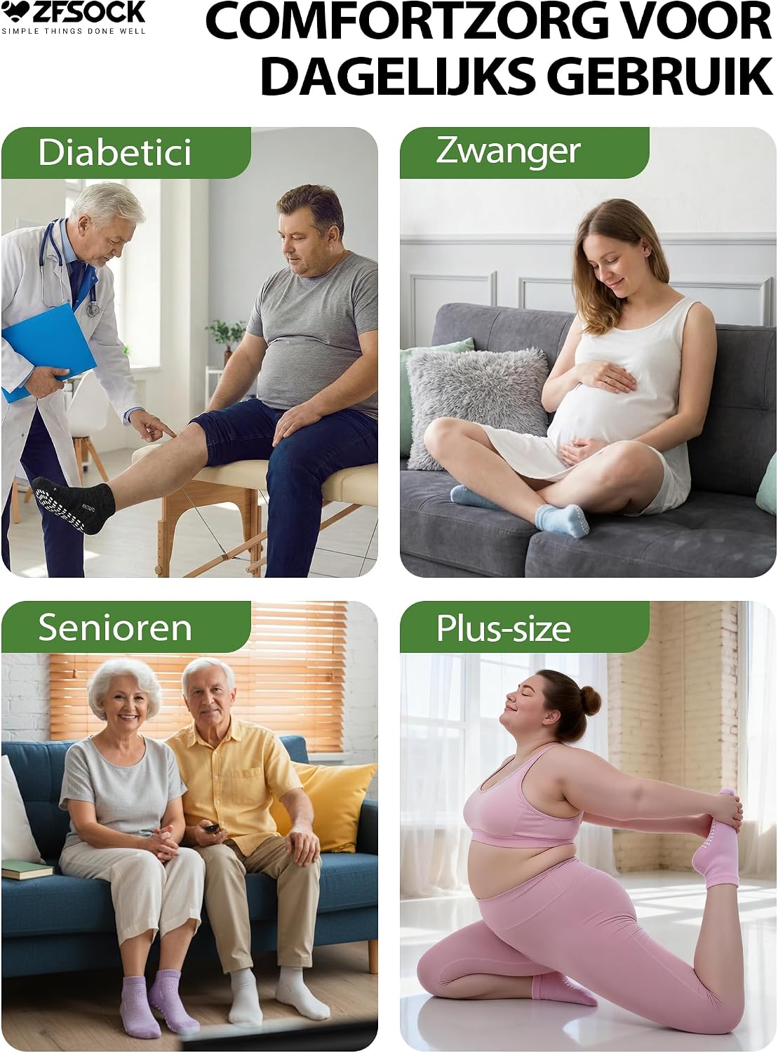 Detalle 2 de ZFSOCK bamboe diabetessokken met ABS-antislipnopjes, zonder elastiek en naad