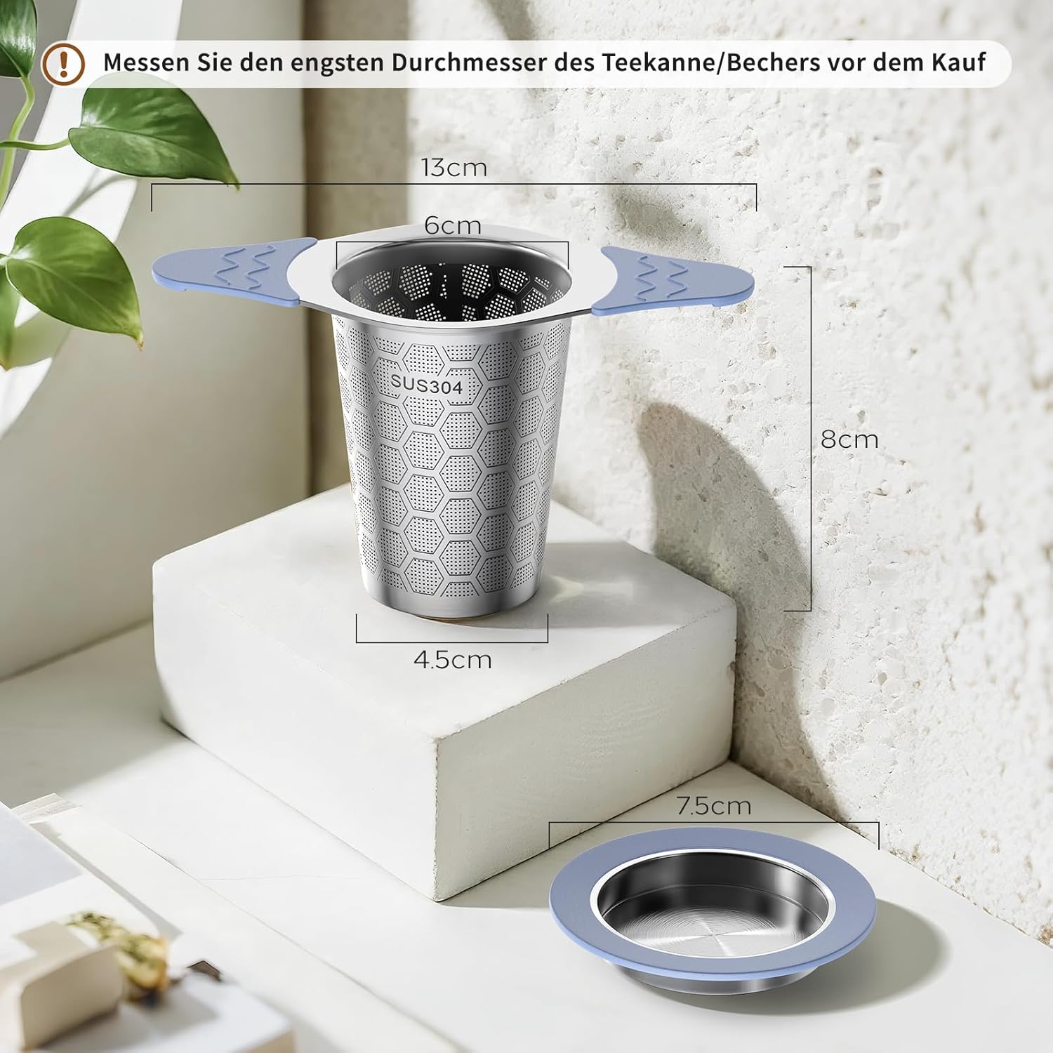 Thumbnail 6 de yomanta Teesieb mit Deckel aus 304 Edelstahl – breiter Griff mit hitzebeständigem Silikon