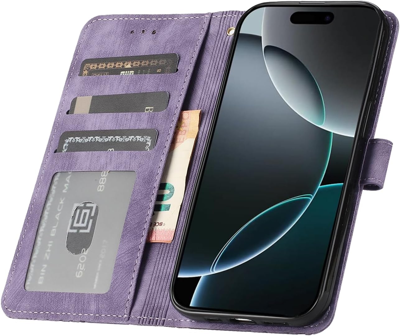 Thumbnail 1 de CXTcase Handyhülle für iPhone 17 Pro Max – Klapphülle aus PU-Leder mit Kartenfach, Kickstand, Lila