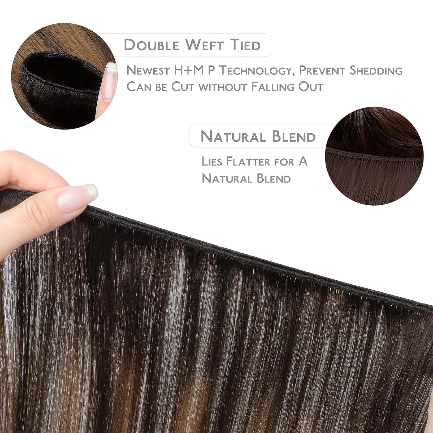 Thumbnail 3 de WENNALIFE Sew In Hair Extensions: Real Human Hair, 24'', Thick & Invisible Weft