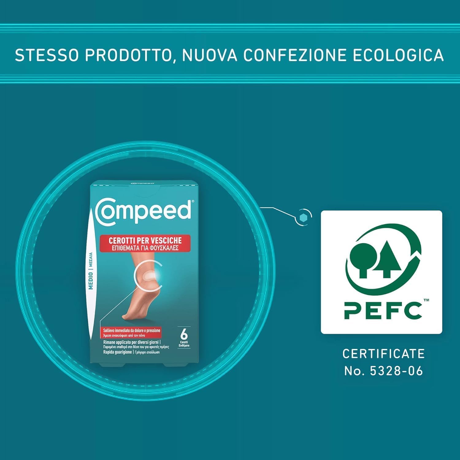Detalle 2 de COMPEED Cerotti per vesciche – Lunga durata, impermeabili e 6 cerotti in confezione 100% plastic free
