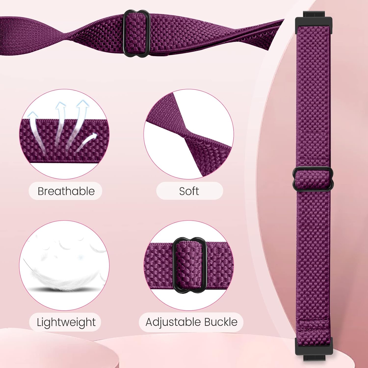 Thumbnail 1 de SHIJZWD Adjustable Elastic Nylon Watch Strap for Fitbit Inspire 3/2, Inspire HR, Ace 2/3