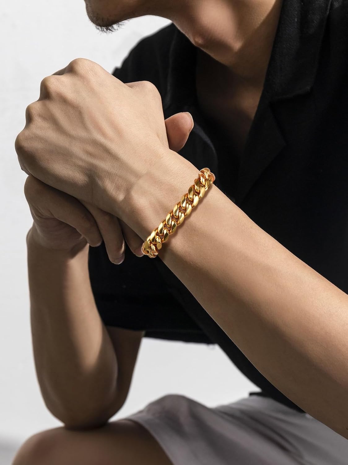 Thumbnail 6 de PROSTEEL Bracciale da Uomo in Acciaio Inossidabile e Placcatura Oro – Catena a Maglie 4,8–14 mm, lunghezze 16–21 cm