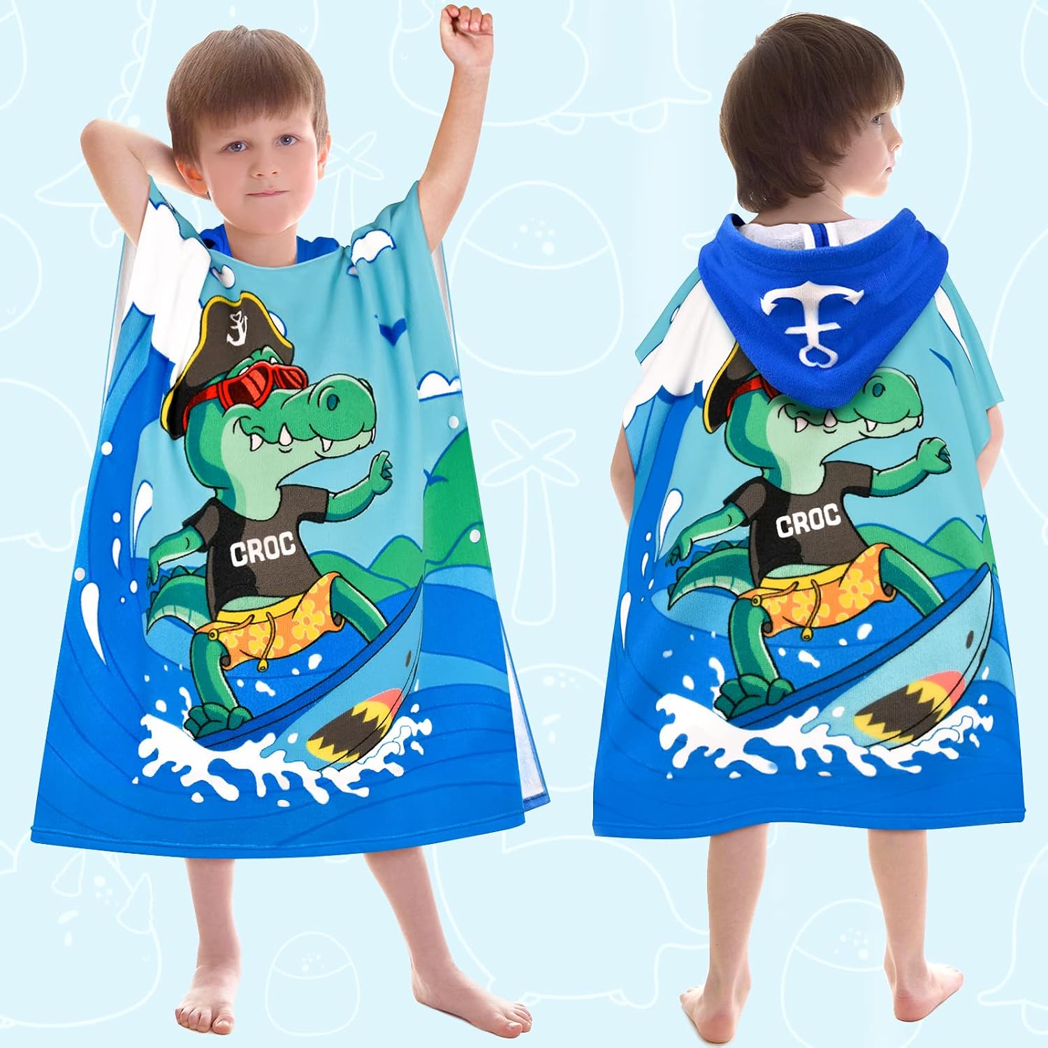 Detalle de BTNEEU Poncho de Bain Enfant avec Capuche: Serviette de Plage absorbante et séchage rapide pour enfants 6–12 ans