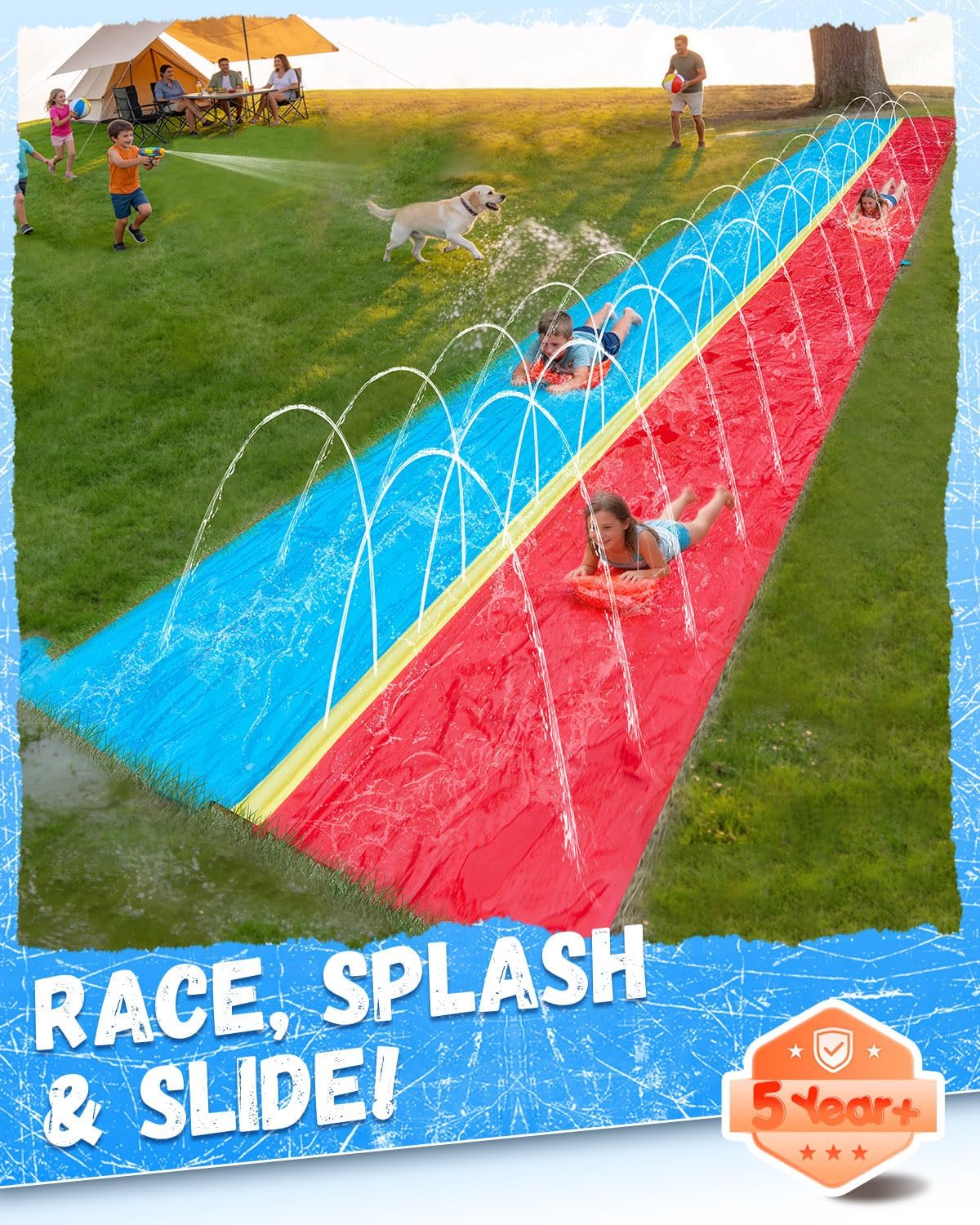 Detalle 2 de Spring Water 20ft Dual-Lane Slip and Water Slide for Backyard Fun