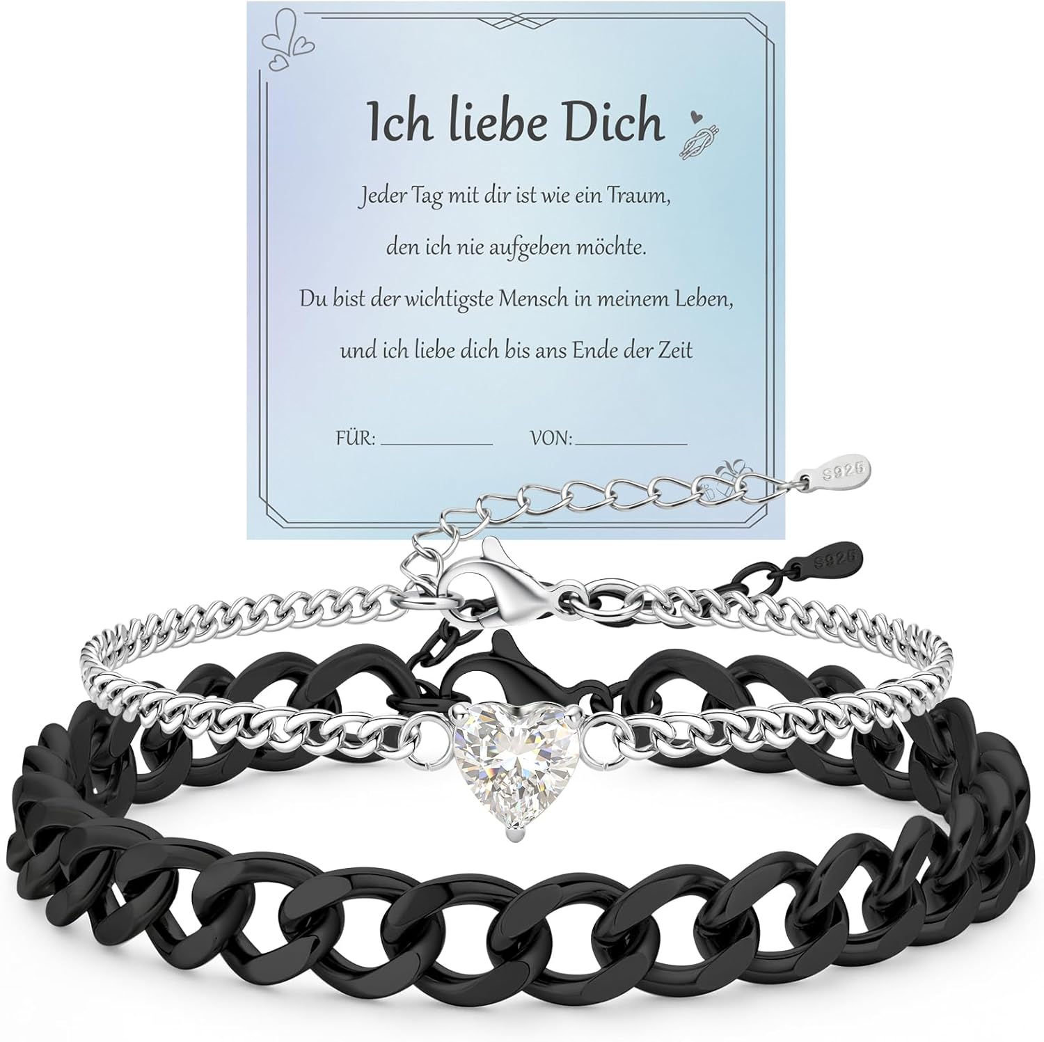 Thumbnail 6 de 2er Freundschaftsarmbänder Set aus Silber 925 und 14K Gold – Verstellbares Knotenarmband, Geschenkbox