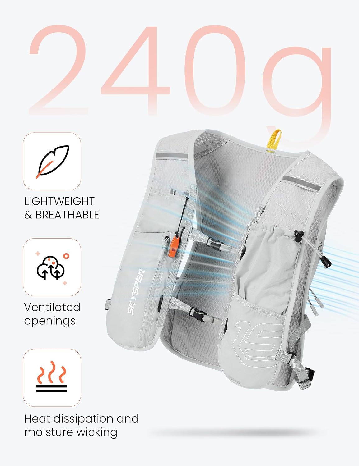 Thumbnail 5 de SKYSPER Gilet Idratazione 12L – Zaino da Corsa 500 ml: leggerezza, comfort e versatilità per trail e maratone