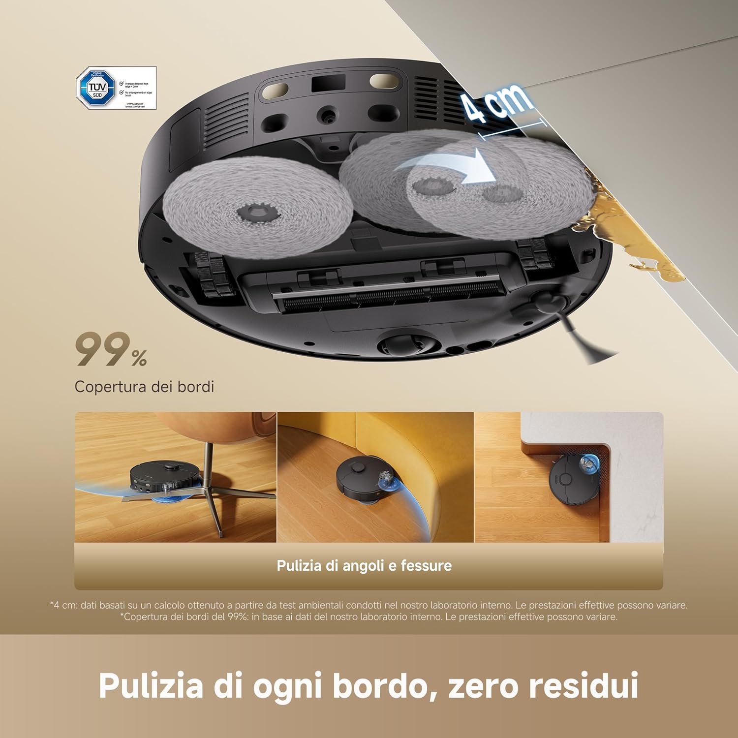 Detalle de DREAME L40 Ultra A: Robot Aspirapolvere e Lavapavimenti con Autolavaggio, Antigroviglio e 24.000 Pa