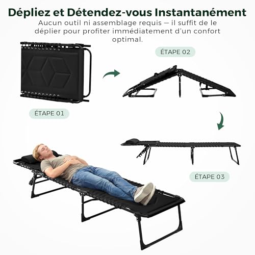 Thumbnail 6 de Palawano Transat de Jardin Extérieur Pliable et Rembourré 190 × 70 cm