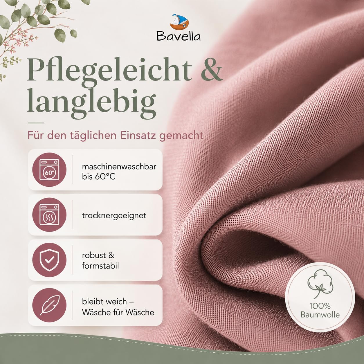 Detalle de Bavella 2er Set XXL Musselin Baby Decke & Tuch – 120 × 120 cm, ÖKO-TEX zertifiziert