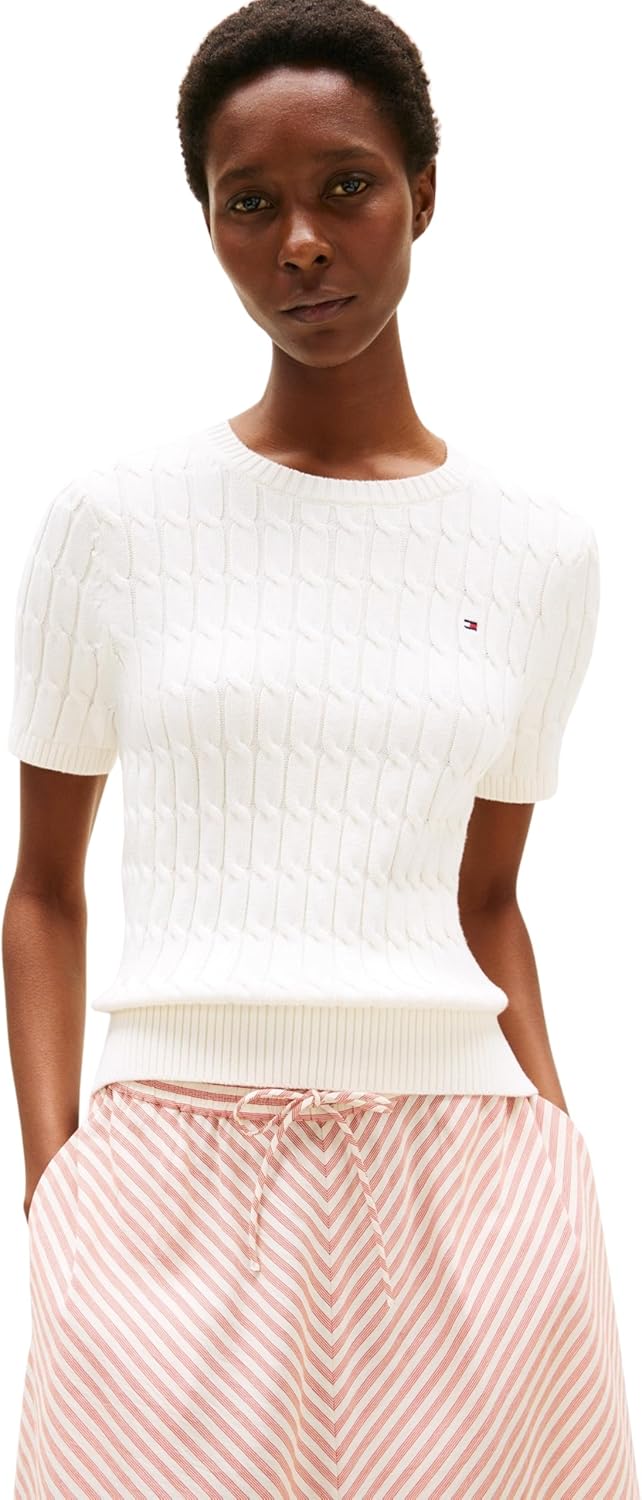 Thumbnail 4 de Tommy Hilfiger Donna Pullover Cable Maniche Corte: classico e confortevole