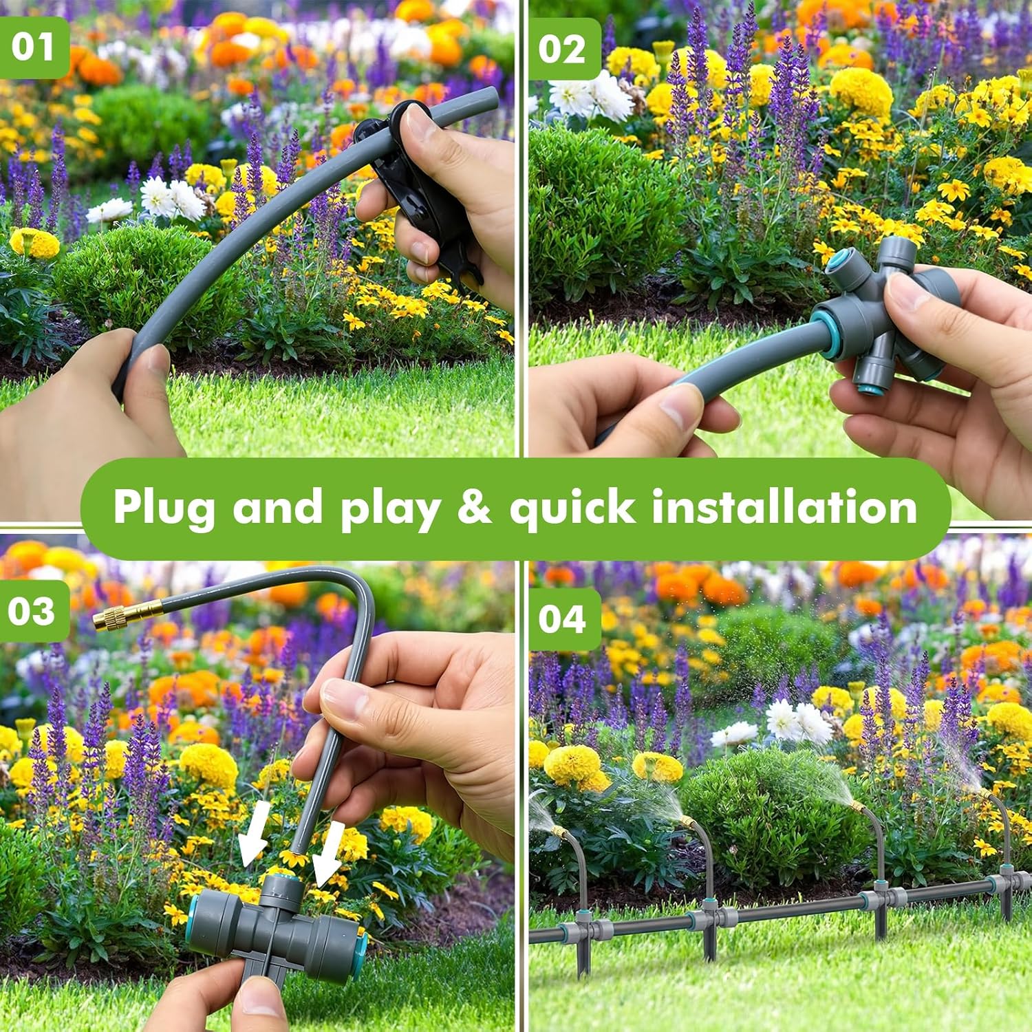 Thumbnail 4 de TRJZWA kit computerizzato per irrigazione a doppia uscita con timer automatico e gocciolatori