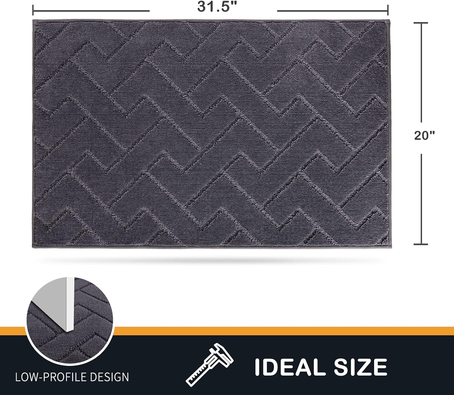 Detalle 2 de PURRUGS Dirt Trapping Door Mat 20" x 31.5" — Non-Slip, Machine Washable Entry Rug for Muddy Shoes & Dog Paws (Grey)